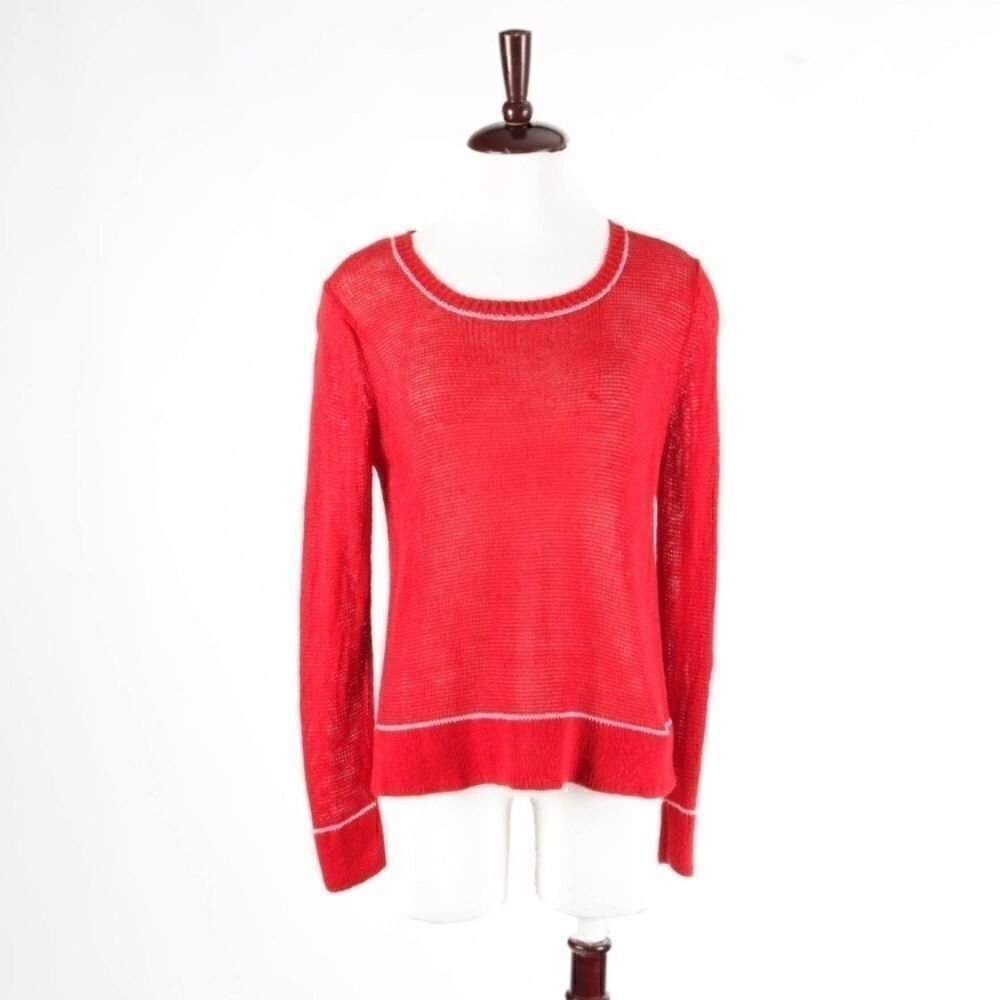 𝅺360 Cashmere red linen knit sweater sz medium